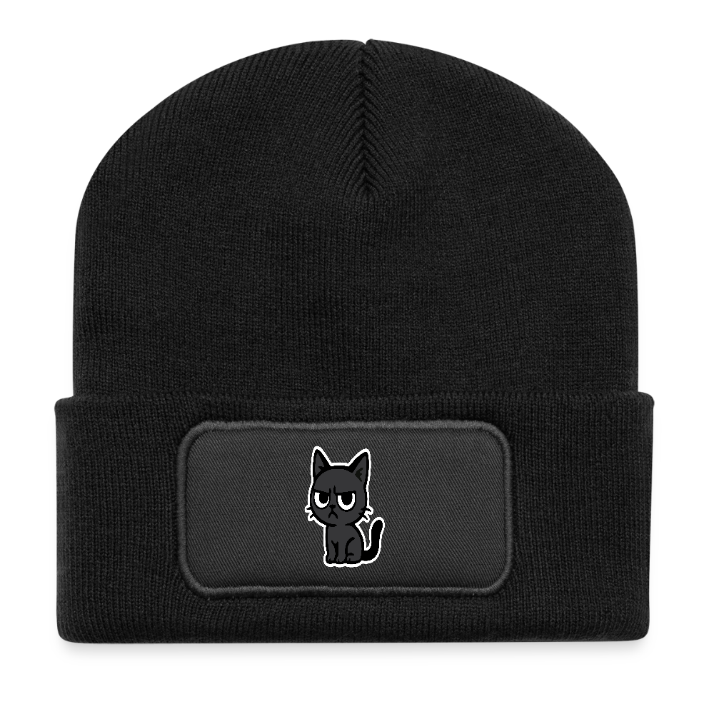 Schwarze Katze mit erhobenem Blick – Katzen haben Personal -Casual Patch Beanie - Schwarz