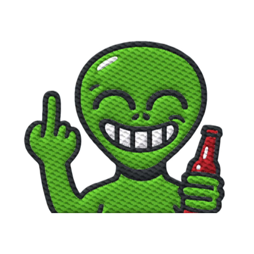 Alien mit Mittelfinger – Cosmic Party, irdischer Finger - Organic Shirt (Stick)