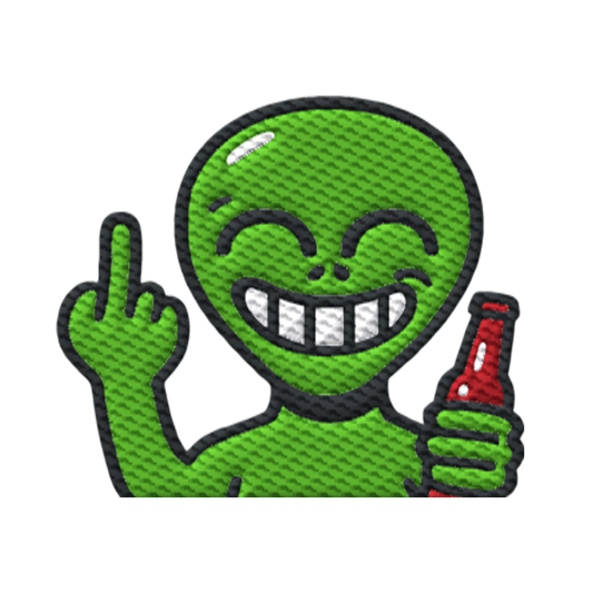Alien mit Mittelfinger – Cosmic Party, irdischer Finger - Organic Hoodie (Stick)