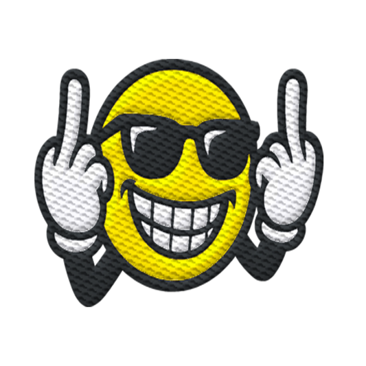 Smiley mit Mittelfinger – Nett lächeln. Weitergehen. - Organic Hoodie (Stick)