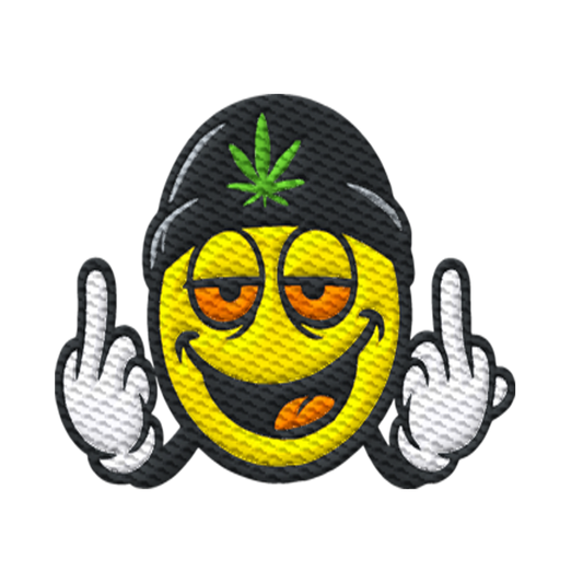 Smiley mit Mittelfinger – Lächeln. Ziehen. Grenzen setzen. - Organic Hoodie (Stick)