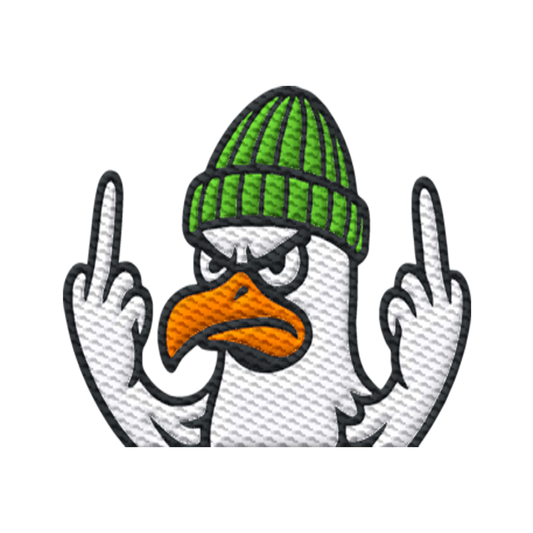 Möwe mit Mittelfinger – Vogel zeigen, Stil behalten - Organic Zipper (Stick)