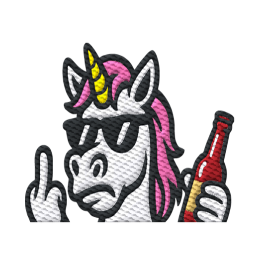 Einhorn mit Mittelfinger – Rave-Rainbow in Rebellion - Organic Hoodie (Stick)