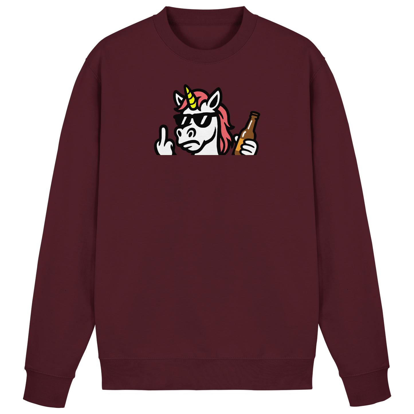 Einhorn mit Mittelfinger – Rave-Rainbow in Rebellion - Basic Sweatshirt