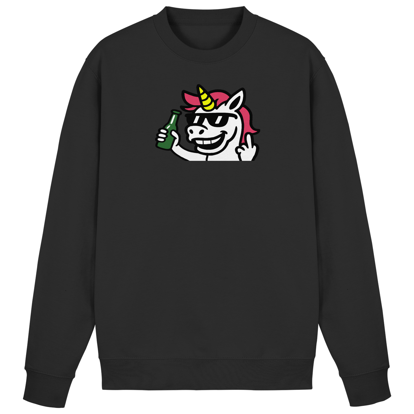 Einhorn mit Mittelfinger – Im Partymodus scheißt’s auf Glitzerregeln - Basic Sweatshirt