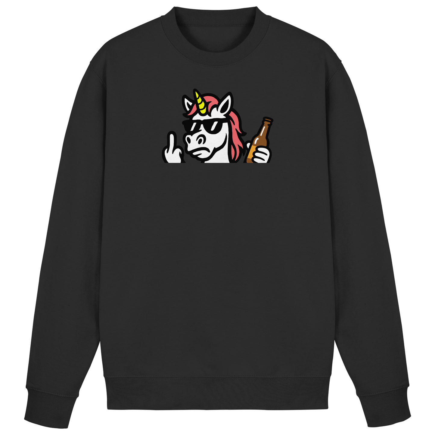 Einhorn mit Mittelfinger – Rave-Rainbow in Rebellion - Basic Sweatshirt