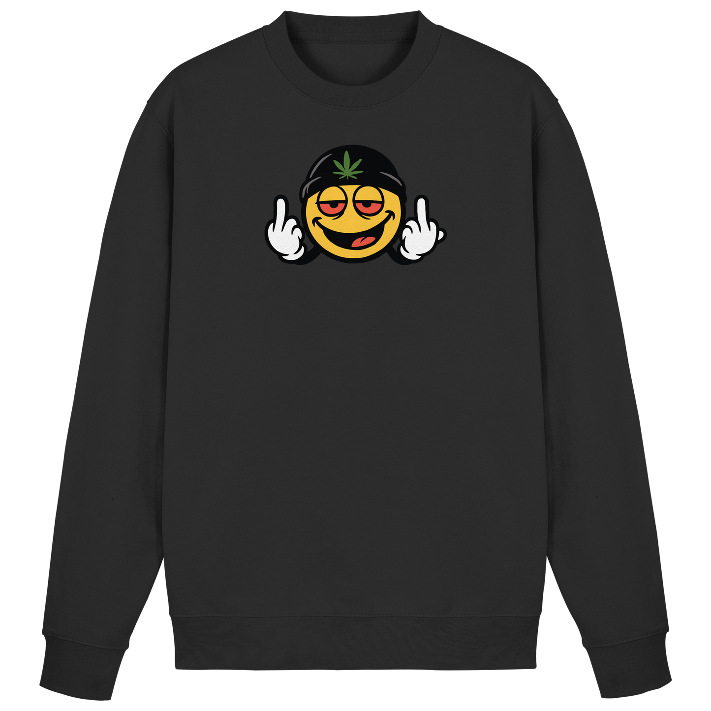 Smiley mit Mittelfinger – Lächeln. Ziehen. Grenzen setzen. - Basic Sweatshirt