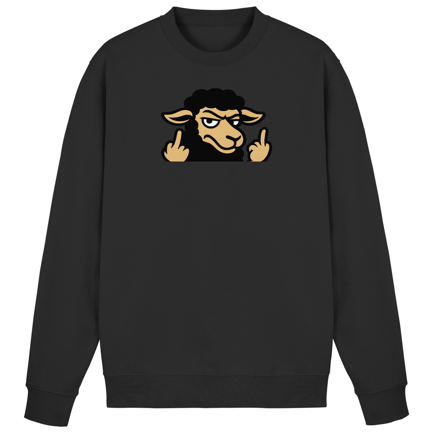 Schwarzes Schaf mit Mittelfinger – Das stille Nein in Stoffform - Basic Sweatshirt