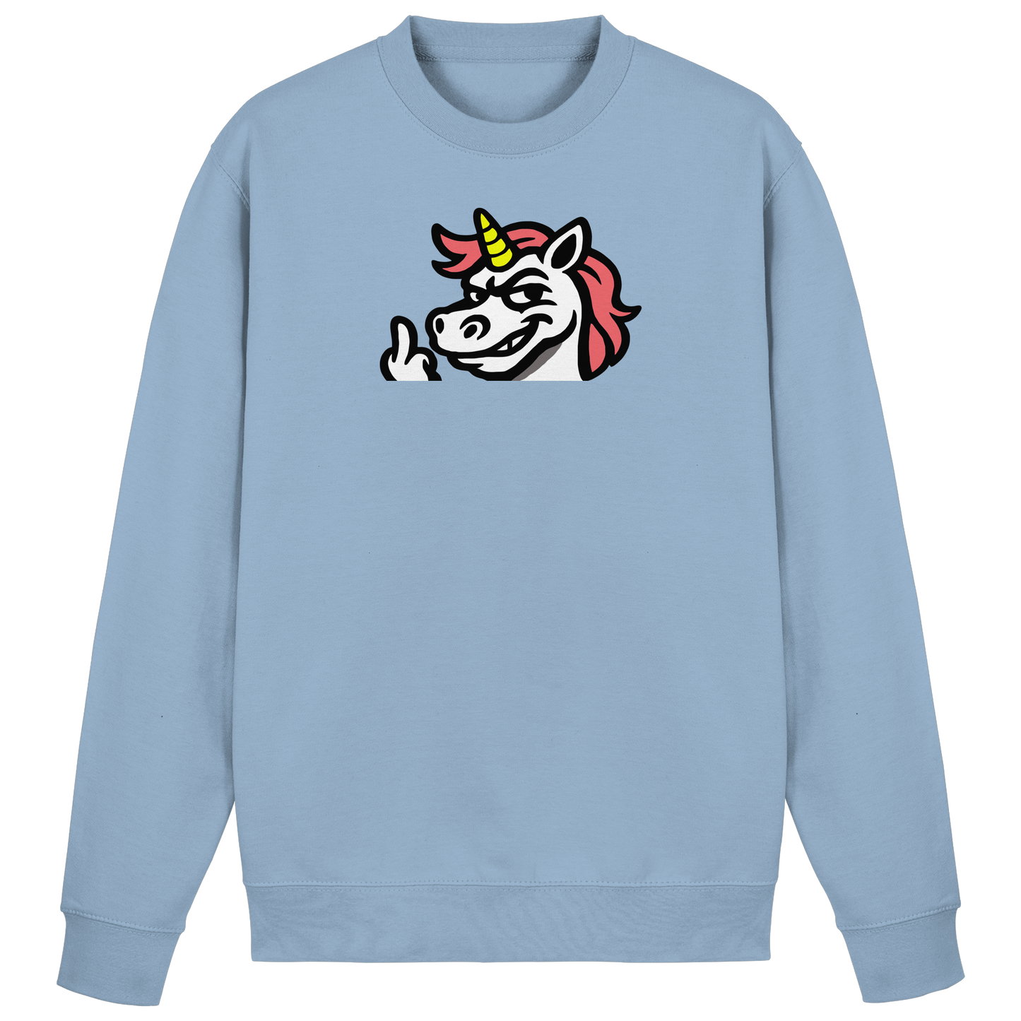 Einhorn mit Mittelfinger – Zu süß zum Ertragen, zu frech zum Ignorieren - Basic Sweatshirt