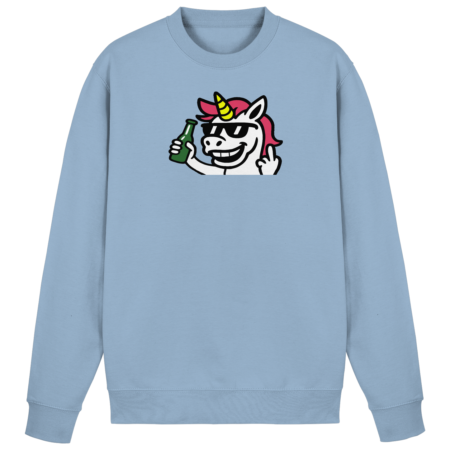 Einhorn mit Mittelfinger – Im Partymodus scheißt’s auf Glitzerregeln - Basic Sweatshirt