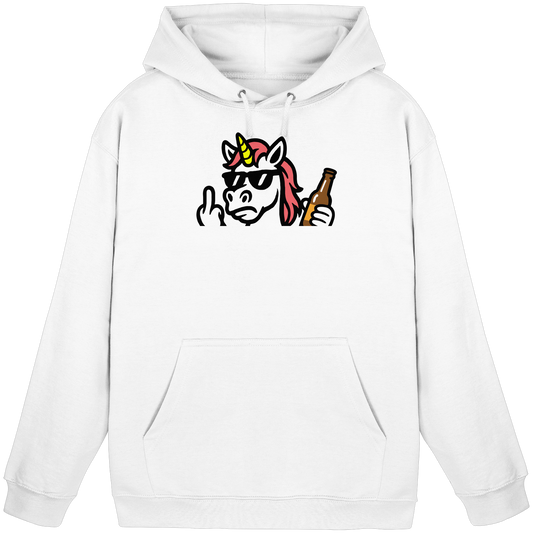 Einhorn mit Mittelfinger – Rave-Rainbow in Rebellion - Basic Unisex Hoodie