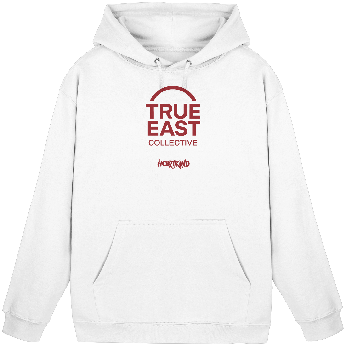 Hortkind &True East Logo – Aufgewachsen zwischen Pausenhof und Plattenbau - Basic Unisex Hoodie