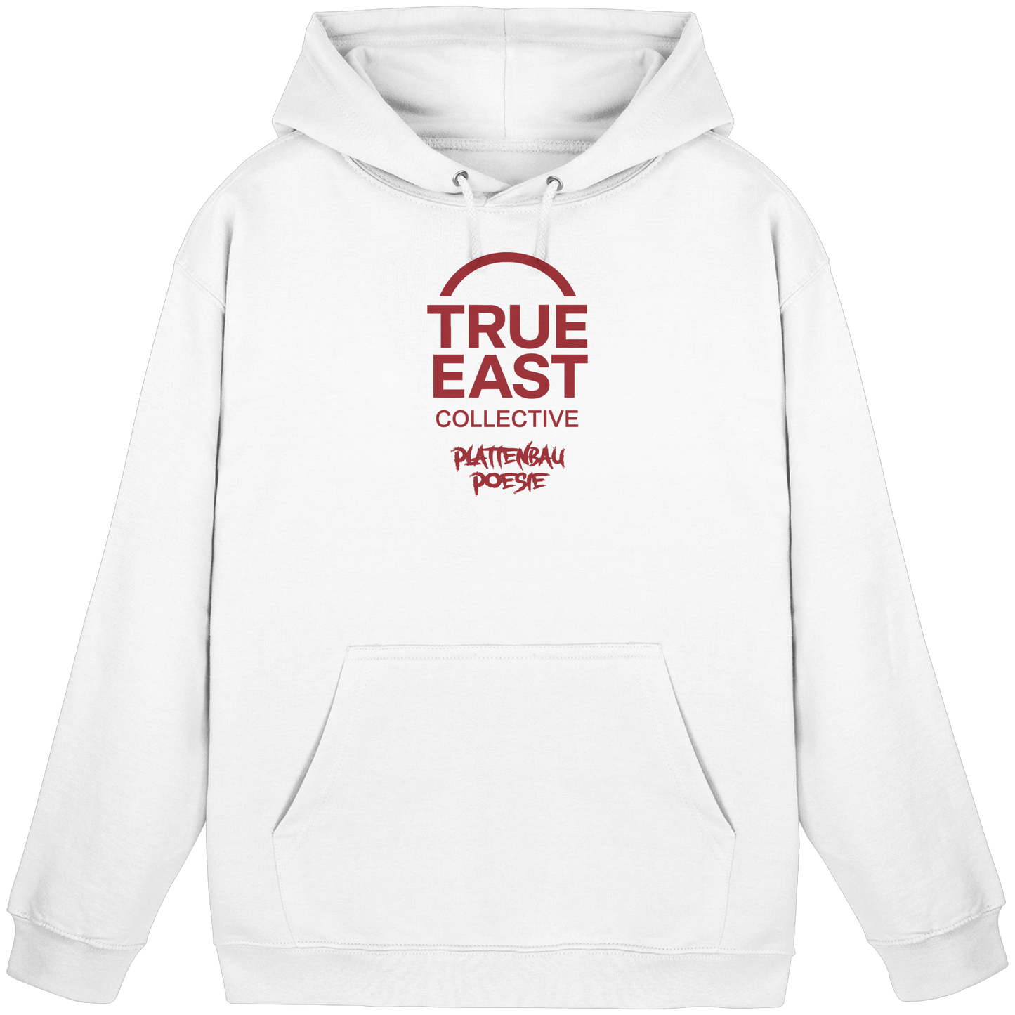 Plattenbau Poesie & True East Logo – Zwischen Beton und Gefühl - Basic Unisex Hoodie