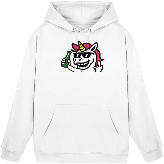 Einhorn mit Mittelfinger – Im Partymodus scheißt’s auf Glitzerregeln - Basic Unisex Hoodie