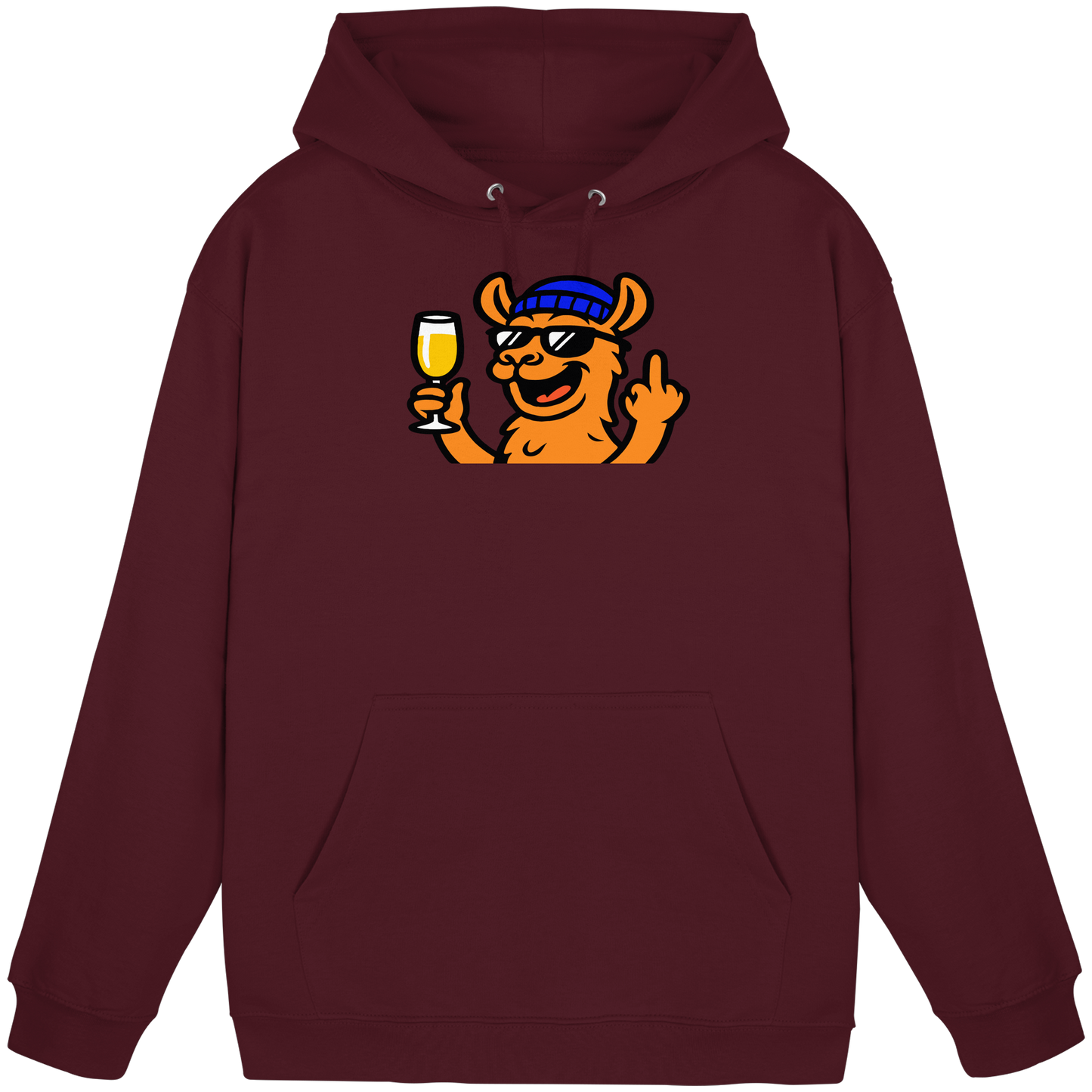 Lama mit Mittelfinger – Der ultimative Stoppschild für Laberer - Basic Unisex Hoodie