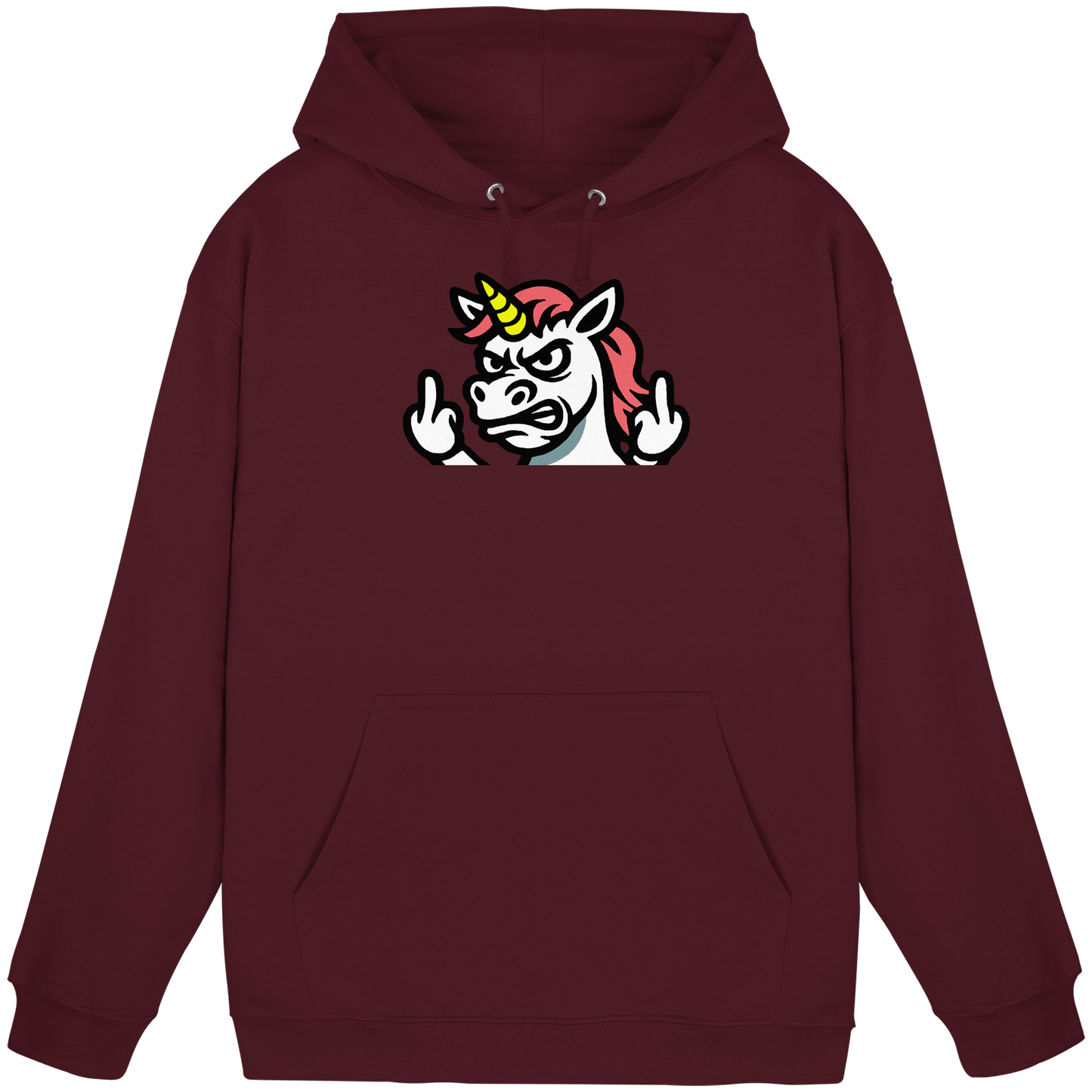 Einhorn mit Mittelfinger – Sag’s mit dem Horn - Basic Unisex Hoodie