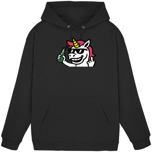 Einhorn mit Mittelfinger – Im Partymodus scheißt’s auf Glitzerregeln - Basic Unisex Hoodie