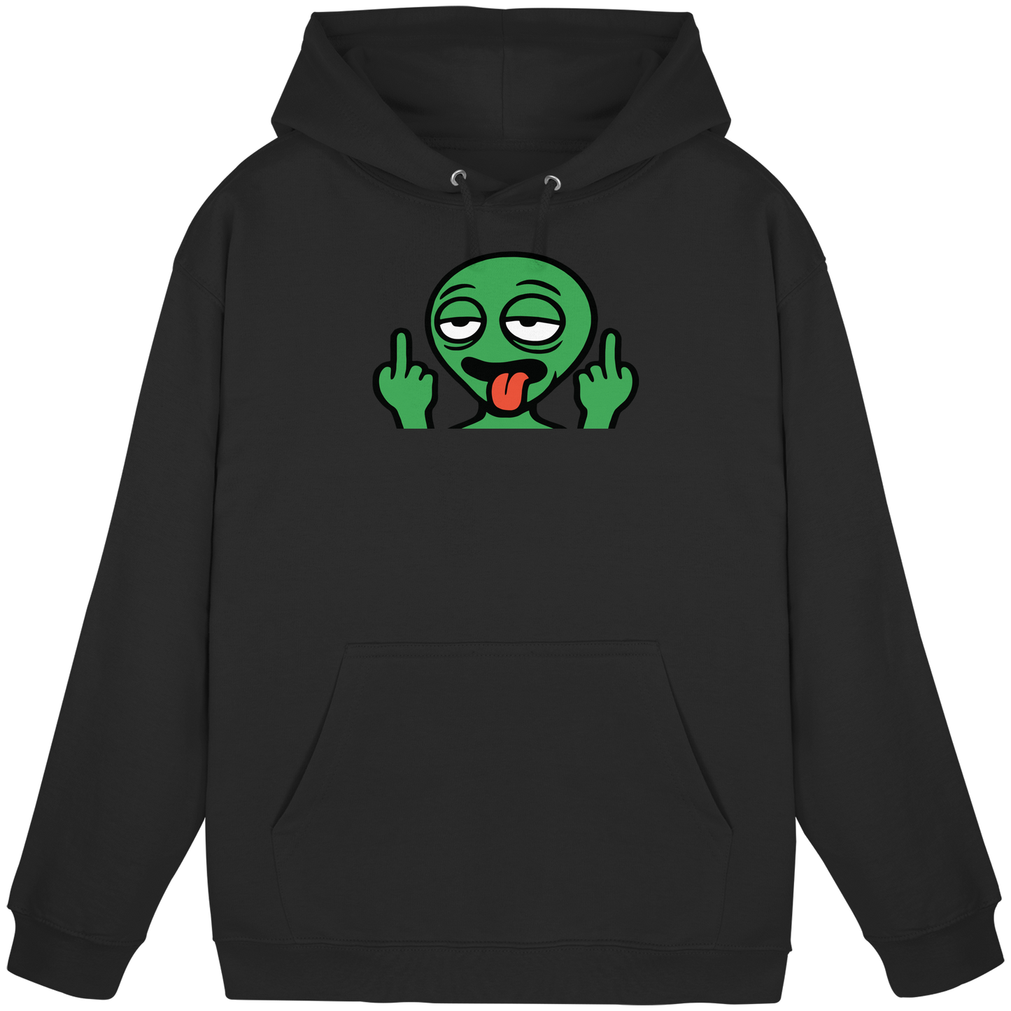 Alien mit Mittelfinger – Ich will nach Hause, aber erst flippe ich euch noch - Basic Unisex Hoodie