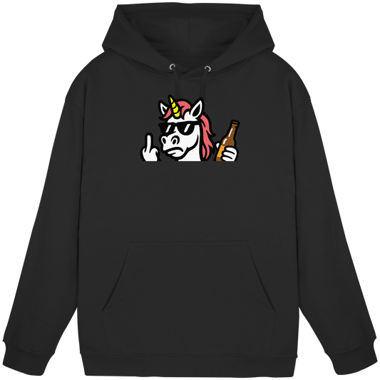 Einhorn mit Mittelfinger – Rave-Rainbow in Rebellion - Basic Unisex Hoodie