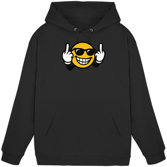 Smiley mit Mittelfinger – Nett lächeln. Weitergehen. - Basic Unisex Hoodie