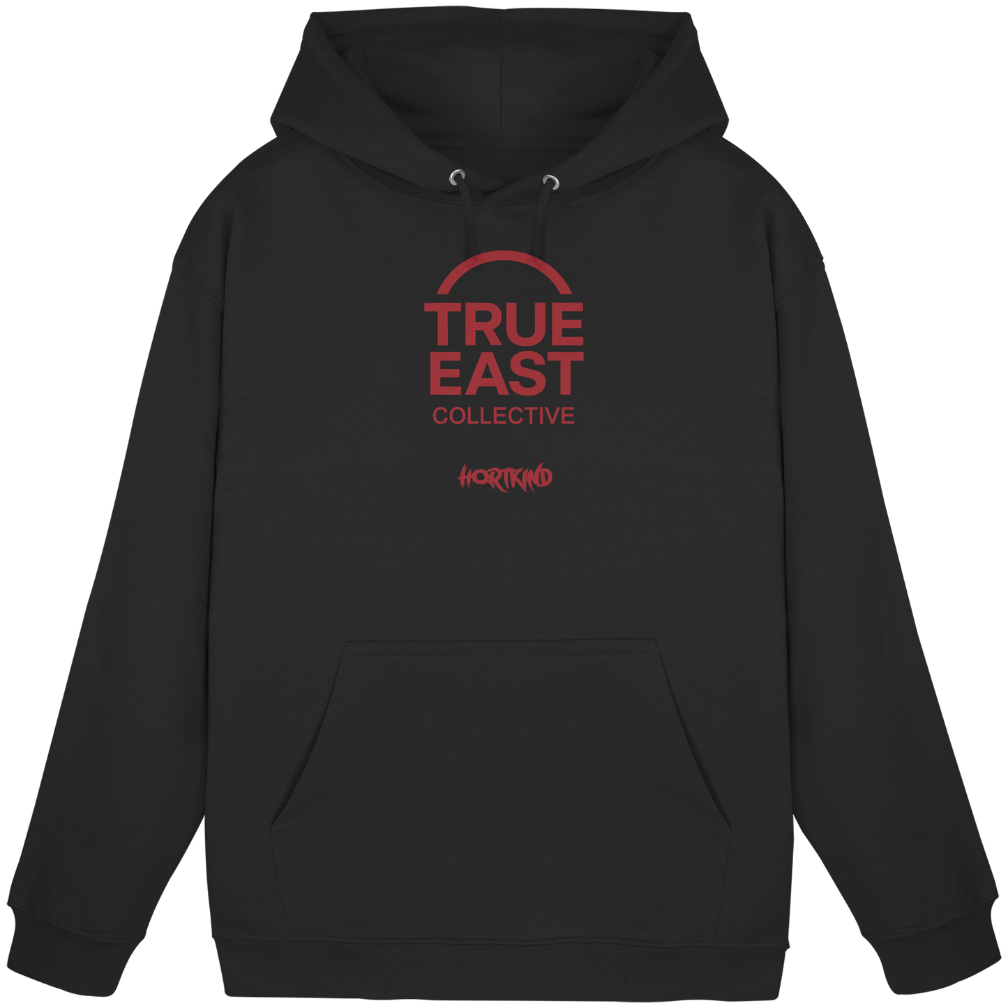 Hortkind &True East Logo – Aufgewachsen zwischen Pausenhof und Plattenbau - Basic Unisex Hoodie