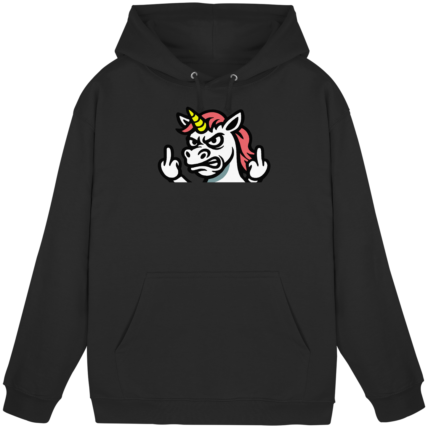 Einhorn mit Mittelfinger – Sag’s mit dem Horn - Basic Unisex Hoodie