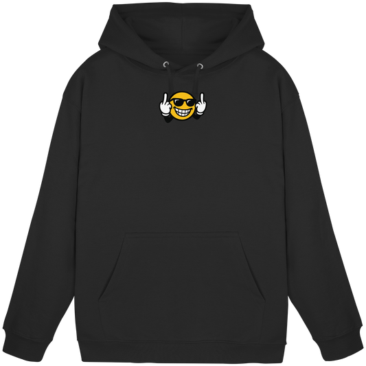 Smiley mit Mittelfinger – Nett lächeln. Weitergehen. - Basic Unisex Hoodie
