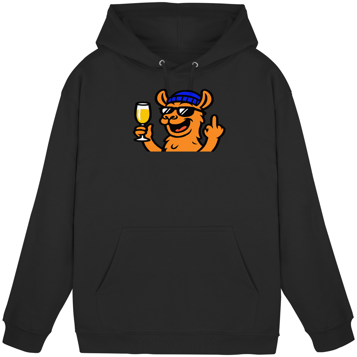 Lama mit Mittelfinger – Der ultimative Stoppschild für Laberer - Basic Unisex Hoodie
