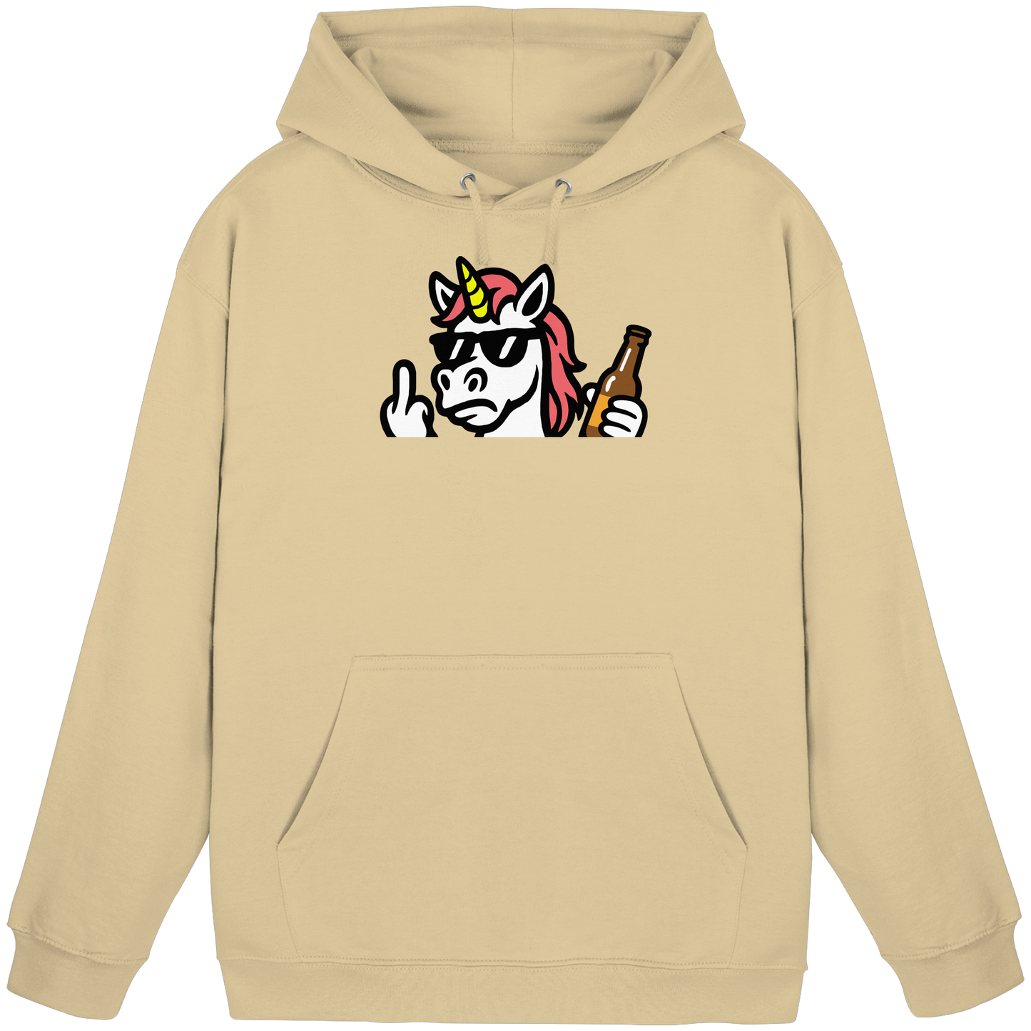 Einhorn mit Mittelfinger – Rave-Rainbow in Rebellion - Basic Unisex Hoodie