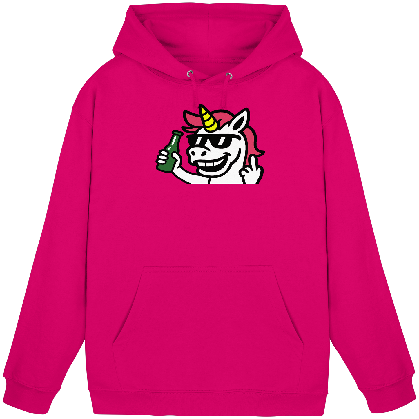 Einhorn mit Mittelfinger – Im Partymodus scheißt’s auf Glitzerregeln - Basic Unisex Hoodie