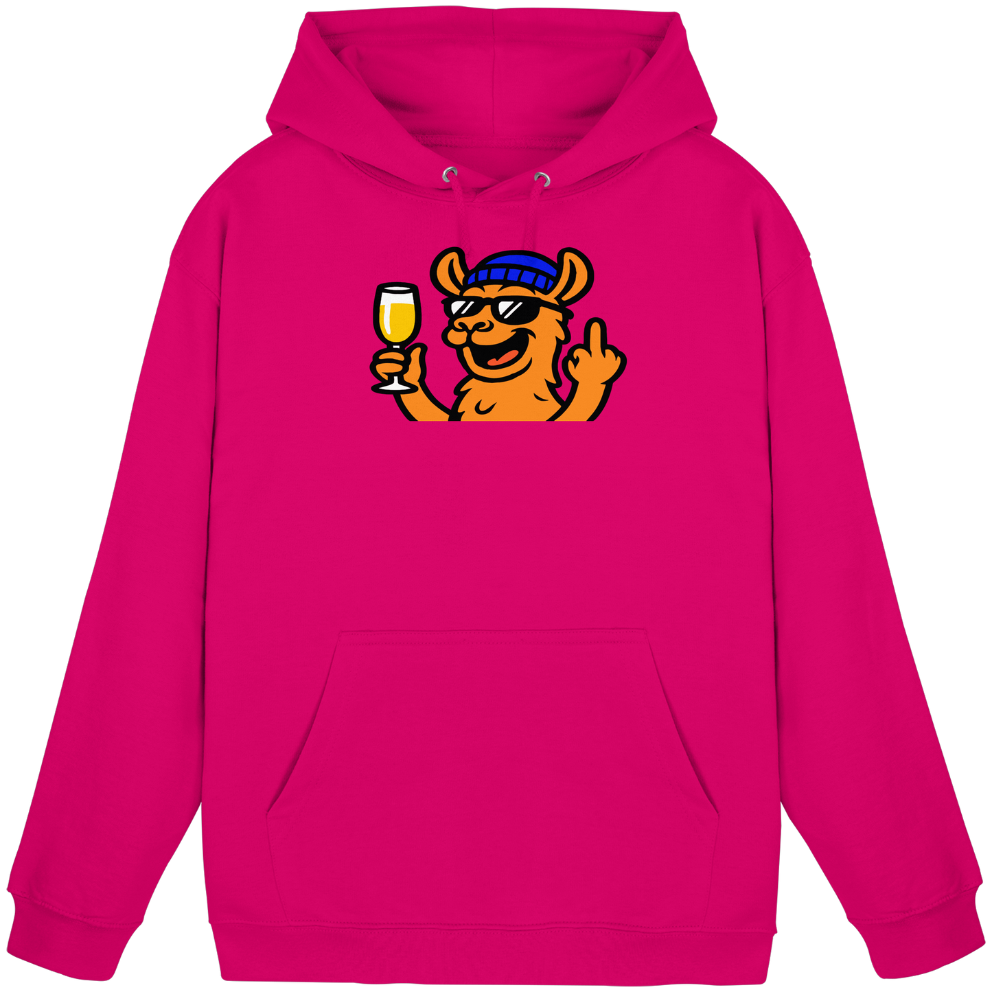 Lama mit Mittelfinger – Der ultimative Stoppschild für Laberer - Basic Unisex Hoodie