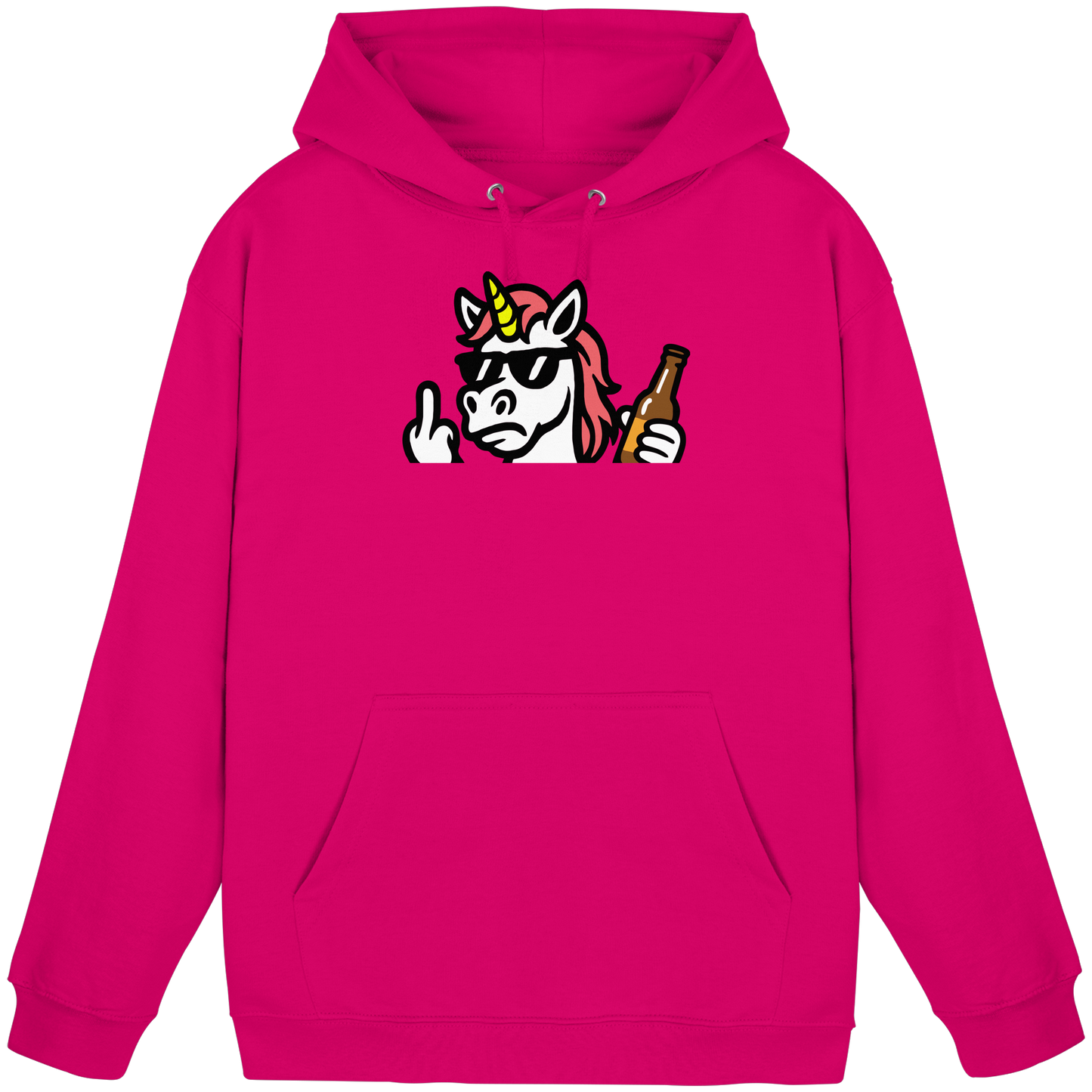 Einhorn mit Mittelfinger – Rave-Rainbow in Rebellion - Basic Unisex Hoodie