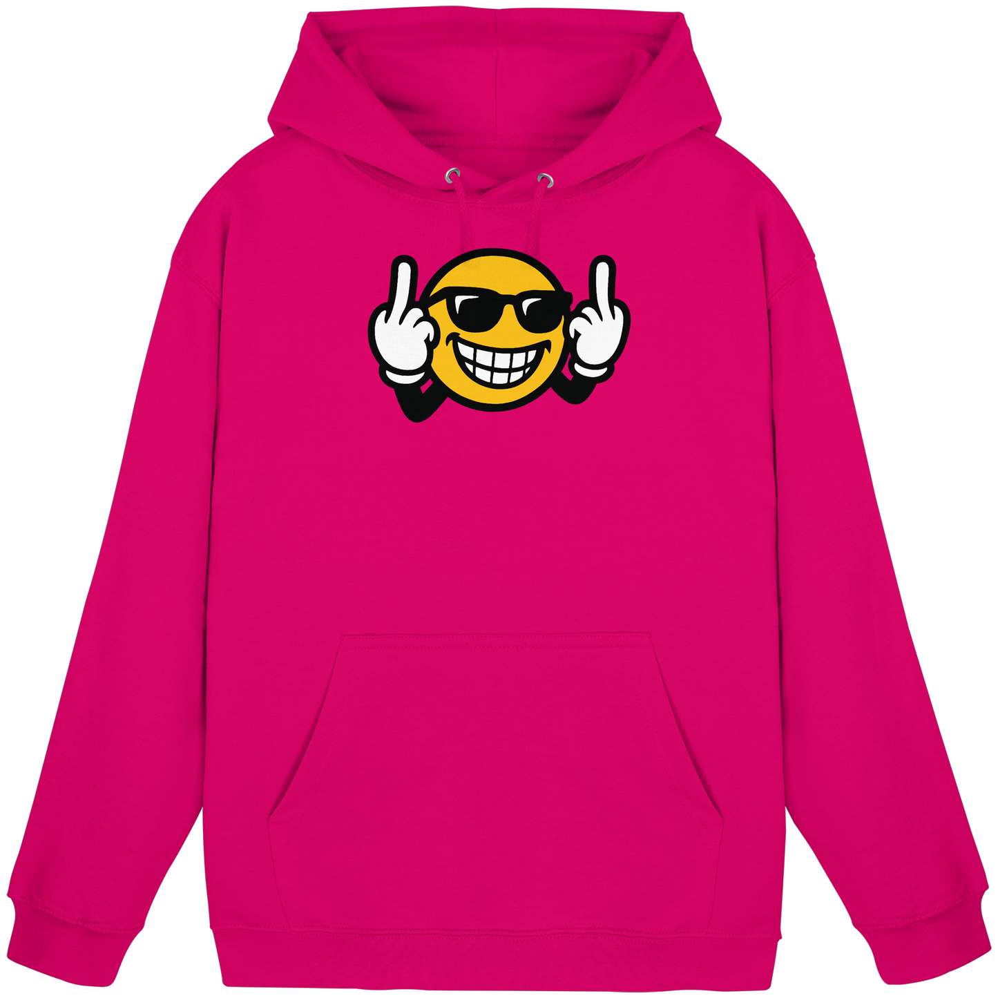 Smiley mit Mittelfinger – Nett lächeln. Weitergehen. - Basic Unisex Hoodie