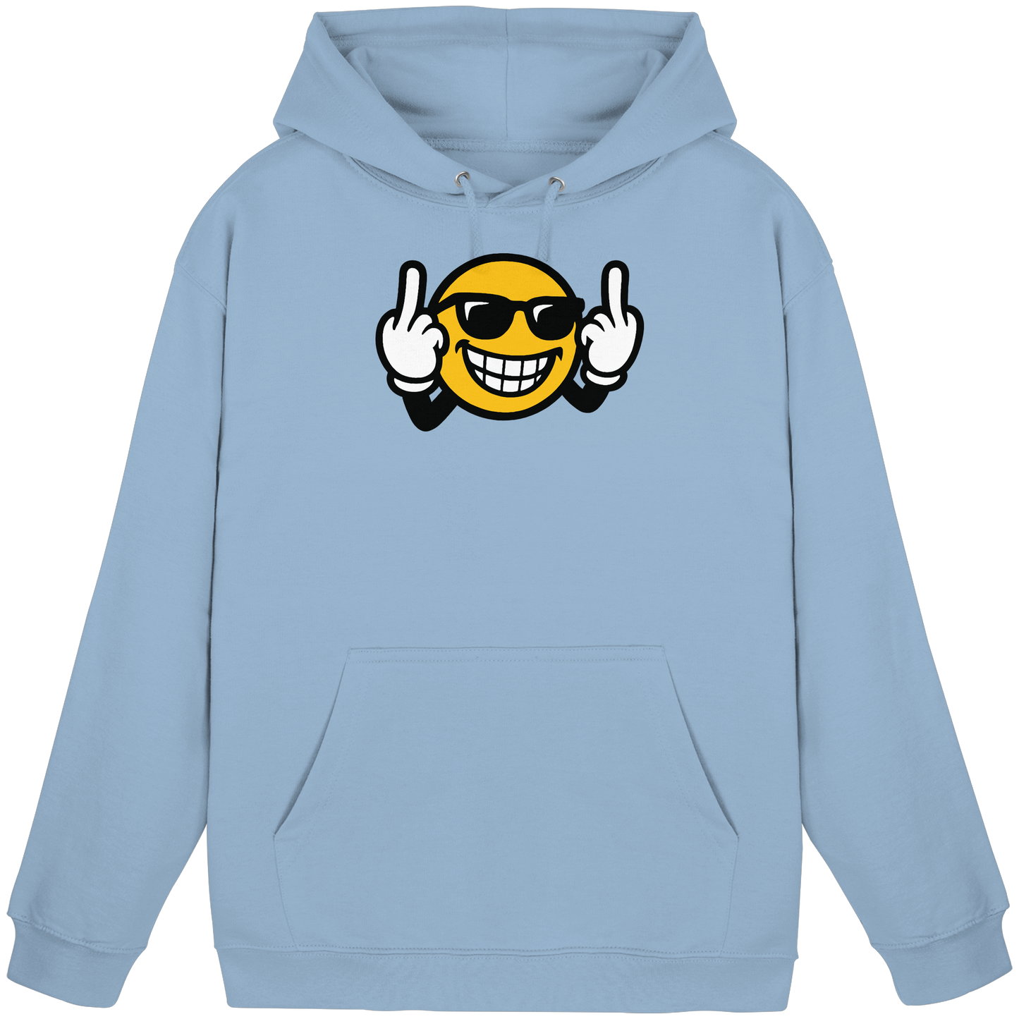 Smiley mit Mittelfinger – Nett lächeln. Weitergehen. - Basic Unisex Hoodie