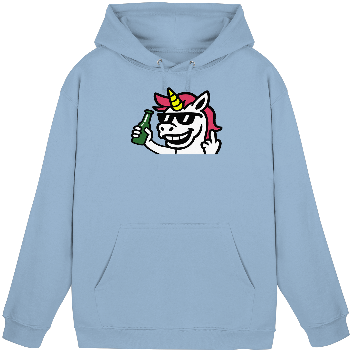 Einhorn mit Mittelfinger – Im Partymodus scheißt’s auf Glitzerregeln - Basic Unisex Hoodie