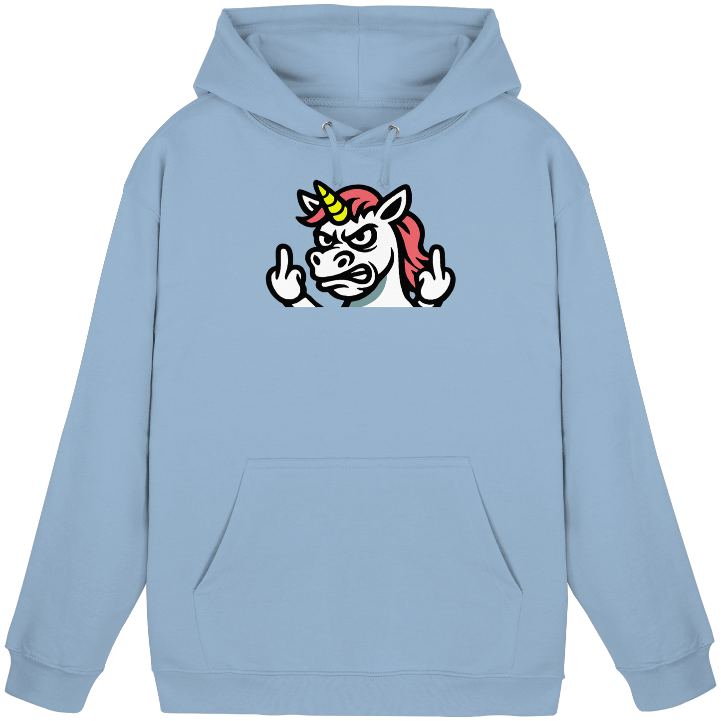 Einhorn mit Mittelfinger – Sag’s mit dem Horn - Basic Unisex Hoodie