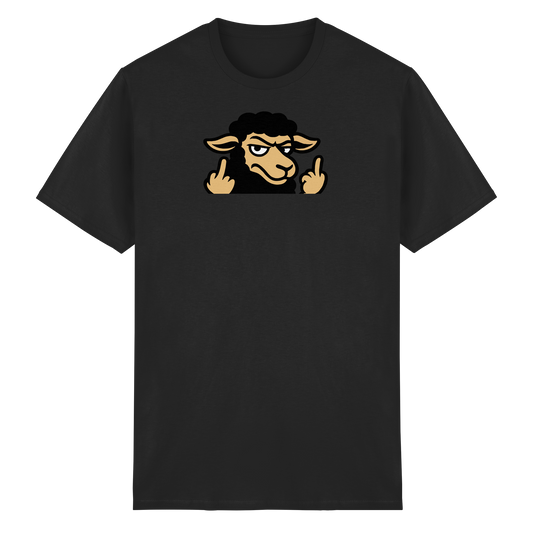 Schwarzes Schaf mit Mittelfinger – Das stille Nein in Stoffform - Heavy Cotton T-Shirt
