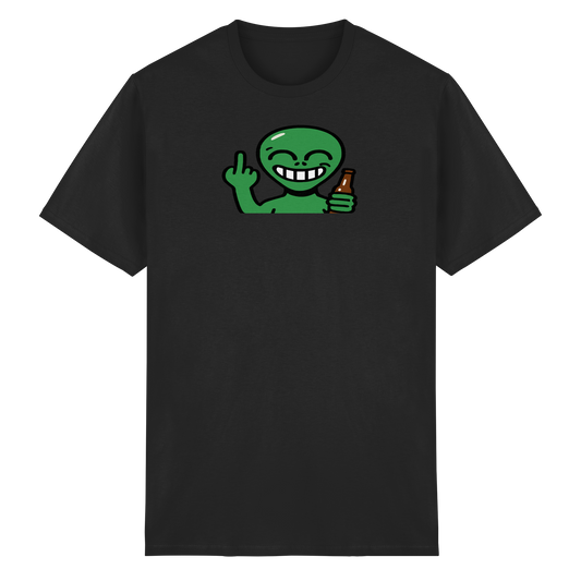 Alien mit Mittelfinger – Cosmic Party, irdischer Finger - Heavy Cotton T-Shirt