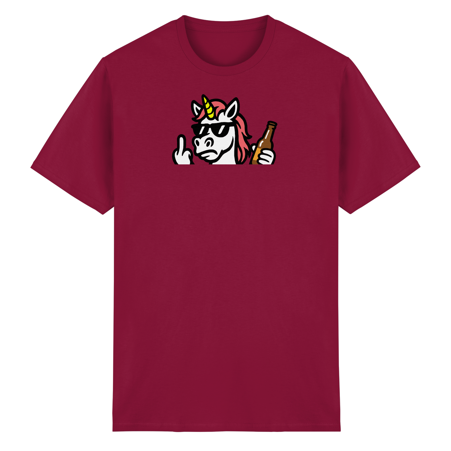 Einhorn mit Mittelfinger – Rave-Rainbow in Rebellion - Heavy Cotton T-Shirt