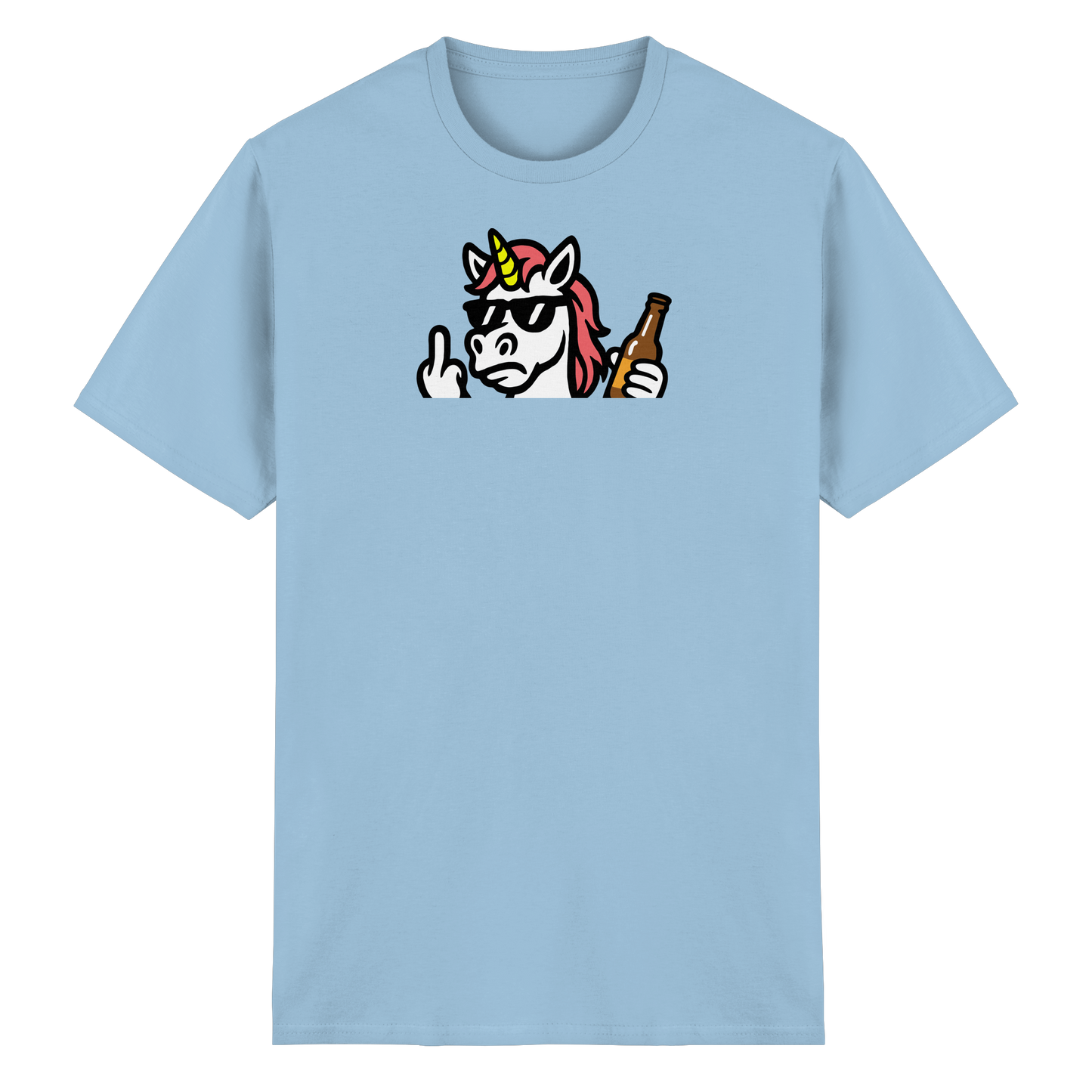 Einhorn mit Mittelfinger – Rave-Rainbow in Rebellion - Heavy Cotton T-Shirt