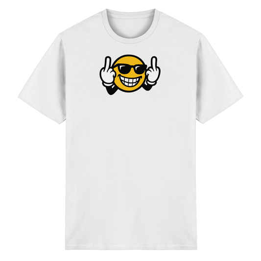 Smiley mit Mittelfinger – Nett lächeln. Weitergehen. - Heavy Cotton T-Shirt