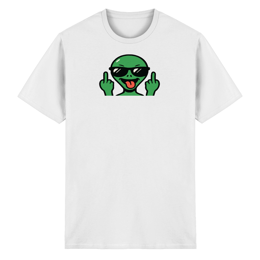 Alien mit Mittelfinger – Grüße vom Planeten Genervt - Heavy Cotton T-Shirt