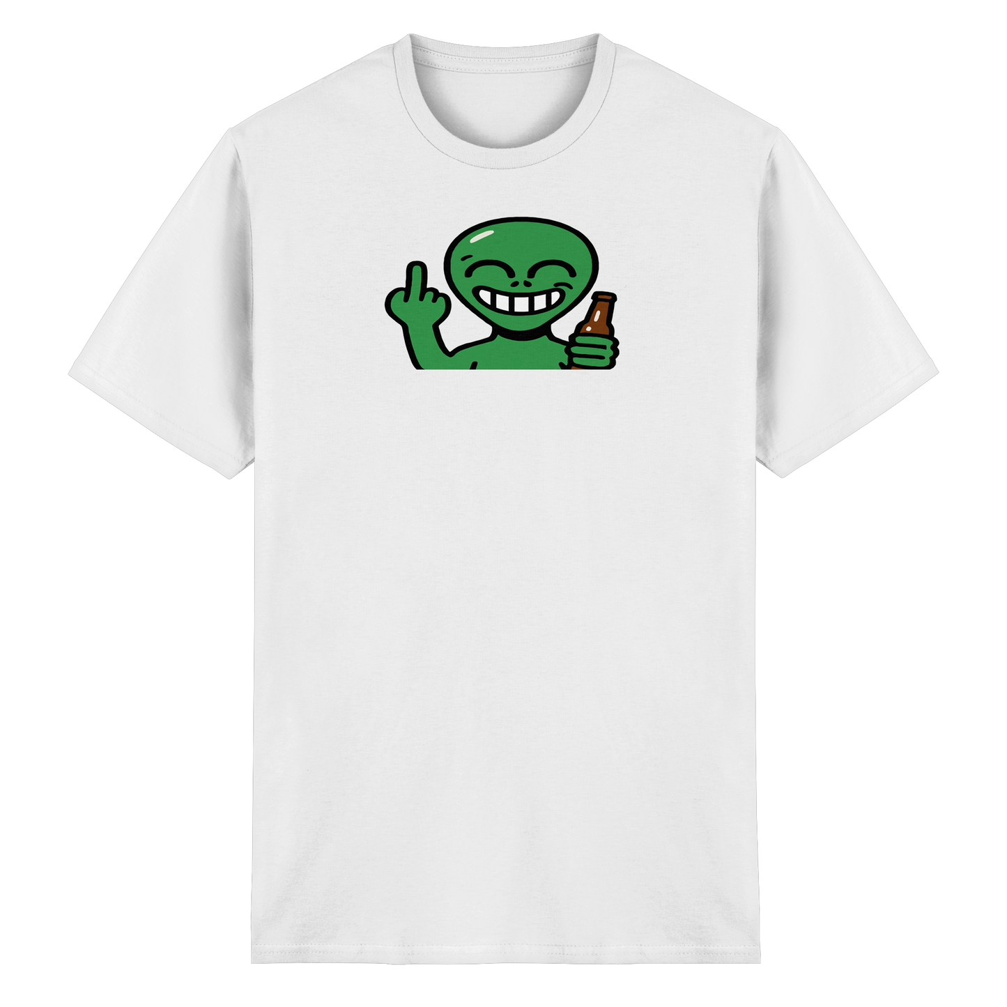 Alien mit Mittelfinger – Cosmic Party, irdischer Finger - Heavy Cotton T-Shirt