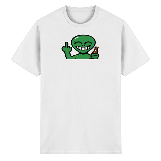 Alien mit Mittelfinger – Cosmic Party, irdischer Finger - Heavy Cotton T-Shirt