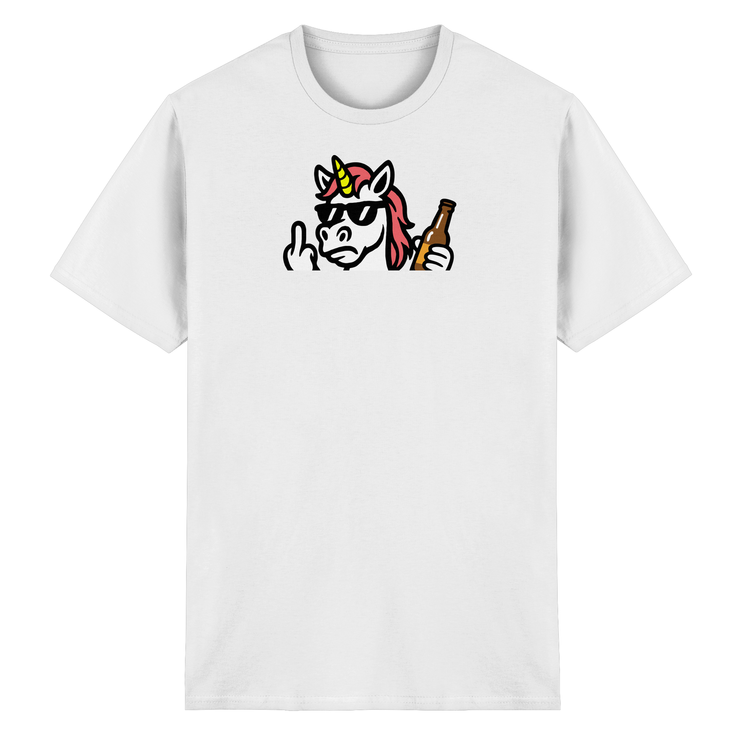 Einhorn mit Mittelfinger – Rave-Rainbow in Rebellion - Heavy Cotton T-Shirt