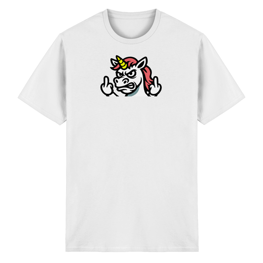 Einhorn mit Mittelfinger – Sag’s mit dem Horn - Heavy Cotton T-Shirt