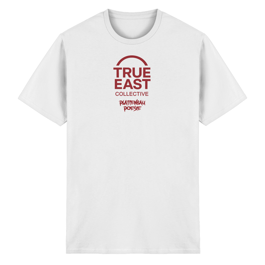 Plattenbau Poesie & True East Logo – Zwischen Beton und Gefühl - Heavy Cotton T-Shirt