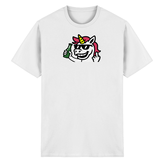 Einhorn mit Mittelfinger – Im Partymodus scheißt’s auf Glitzerregeln - Heavy Cotton T-Shirt
