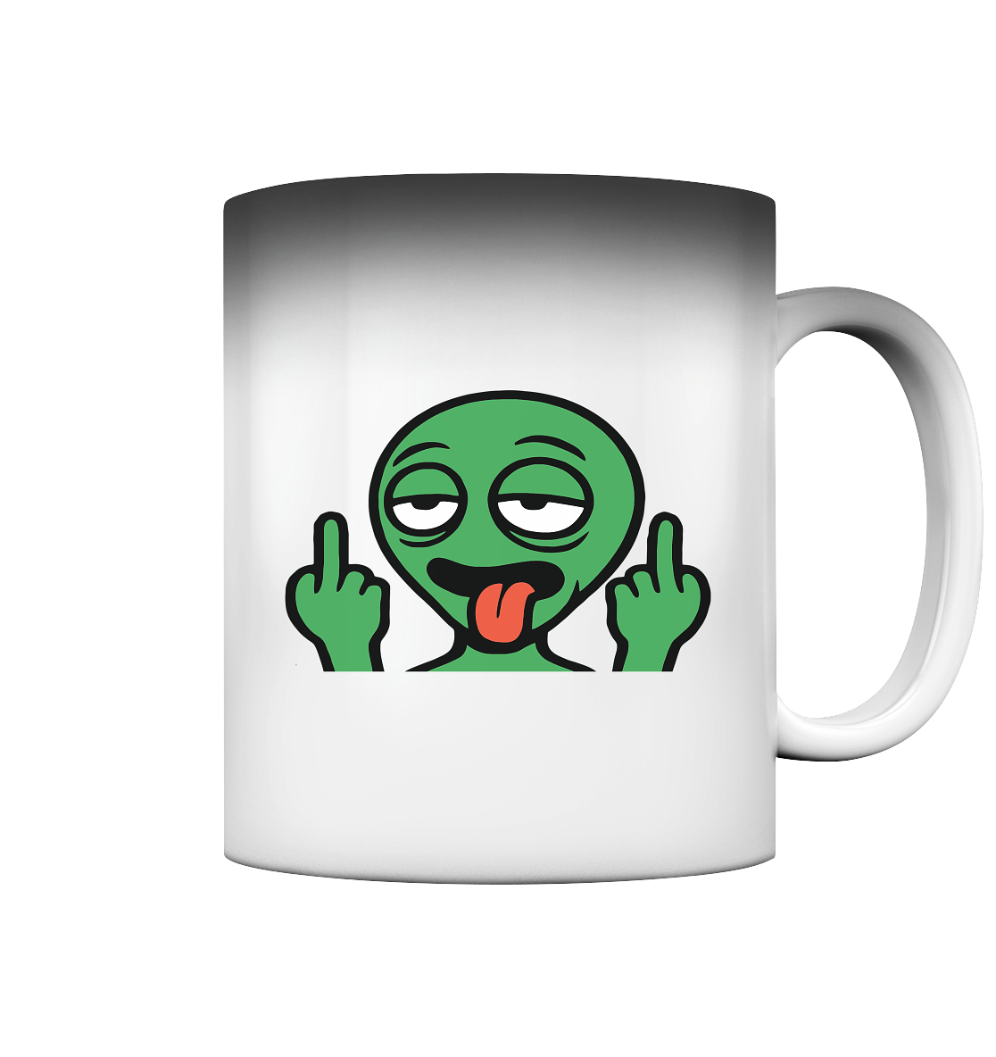 Alien mit Mittelfinger – Ich will nach Hause, aber erst flippe ich euch noch - Magic Mug