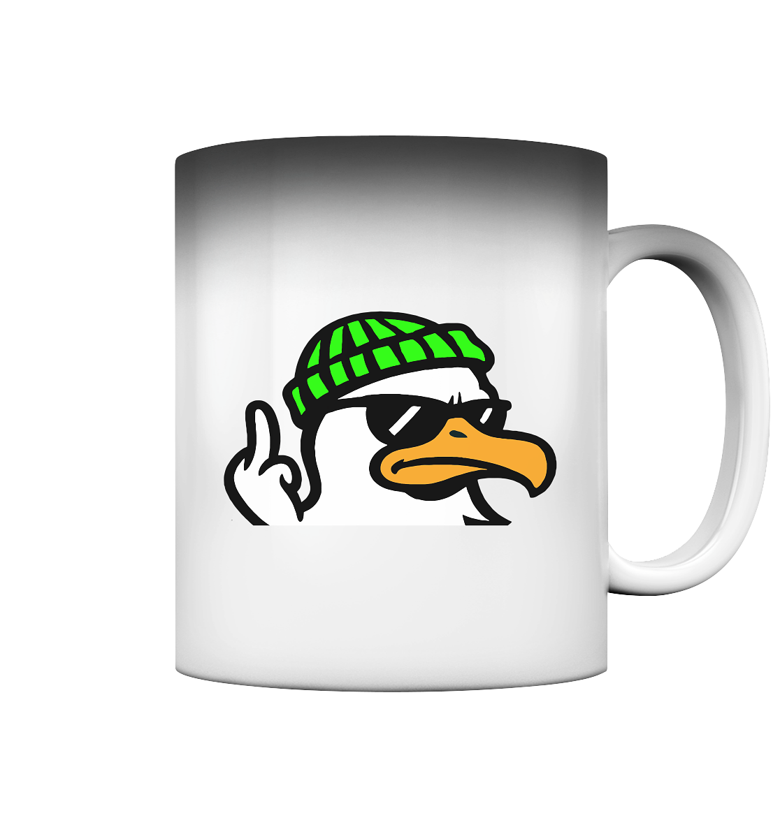 Möwe mit Mittelfinger – Klarstellung in Federform - Magic Mug